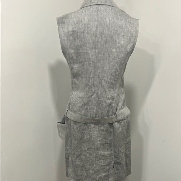 Genny Italy Linen Dress Size 8 Grey Belted Knee-Length - Picture 13 of 16